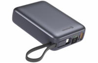 Swissten Power bank 20000 mAh s integrovanými kabely - USB-C, A, Lightning / šedá