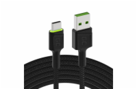 Green Cell Cable Ray USB kabel - USB-C 120 cm se zeleným LED podsvícením a podporou rychlého nabíjení Ultra Charge, QC 3.0