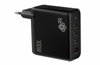 TB 3x USB-C + 1x USB-A nabíječka, GaN, 100W, černá