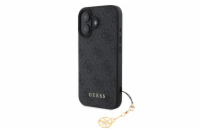 Guess 4G Charm Zadní Kryt pro iPhone 16 Tone on Tone Grey Prémiový zadní kryt Guess 4G Charm se vyznačuje elegantním, charakteristickým 4G vzorem, doplněným o zlaté logo GUESS. Kryt je vyrobený z leh
