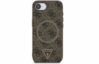 Guess PU 4G Strass Triangle Metal Logo Zadní Kryt pro iPhone 16e Hnědá Stylový zadní kryt Guess pro iPhone spojuje prémiovou ochranu s ikonickým módním designem. Ideální volba pro ty, kteří chtějí ch