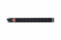 GEMBIRD Power Distribution Unit PDU 10pcs C13 Sockets 1U 16A C19 Plug 2m Cable