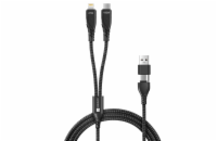 CONNECT IT Wirez 4in1 1x USB-C, 1x Lightning, 1,25 m, ČERNÝ
