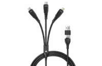 CONNECT IT Wirez 6in1 2x USB-C, 1x Lightning, 1,25 m, ČERNÝ