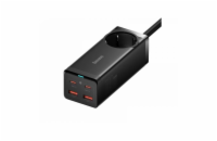 Baseus Rychlonabíječka do sítě GaN3 Pro, 2x USB-C, 2x USB + AC 100W s kabelem USB-C/USB-C černá