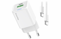 COLORWAY 1x USB-C/ síťová nabíječka/ GaN/ PD/ PPS/ QC/ 30W/ Včetně 100cm kabelu/ Bílá