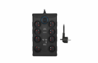 Přepěťová ochrana Solight, 8zás. USB A+C, 2m, černá, 370J  PO80