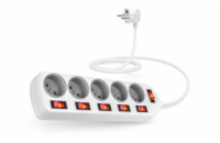 CONNECT IT prodlužovací kabel , 5 zásuvek, 2 m, s vypínači (bílá)