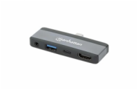 MANHATTAN Dokovací stanice USB-C 4v1, HDMI, USB-C PD 100W, USB-A 3.0, 3.5mm Jack
