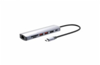MANHATTAN Dokovací stanice USB-C 7v1, HDMI, USB-C PD 100W, 2xUSB-A 3.1, SD/microSD, RJ45