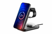 3mk bezdrátová nabíječka - MagRocket 3-in-1, technologie Qi2, 15W, černá