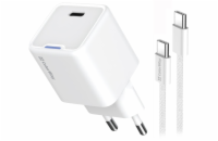 COLORWAY 1x USB-C/ síťová nabíječka/ GaN/ PD/ PPS/ 35W/ Včetně 100cm kabelu/ Bílá