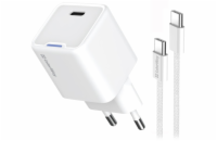 COLORWAY 1x USB-C/ síťová nabíječka/ GaN/ PD/ PPS/ 30W/ Včetně 100cm kabelu/ Bílá