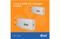 Club3D Nabíječka, USB-C, Power Delivery 15V/2A, 2-pack, bílá