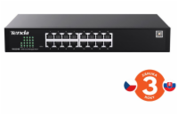 Tenda TEG2216D Websmart L2 cloud managed switch, 16x 10/100/1000 Mbps, Kov, Fanless-bez ventilátorů