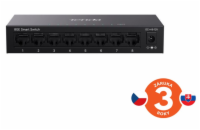 Tenda TEG2208D Websmart L2 cloud managed switch, 8x 10/100/1000 Mbps, Kov, Fanless - bez ventilátorů