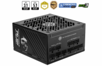 MSI zdroj MPG A1250GS PCIE5/ 1250W/ ATX3.1/ akt. PFC/ 10 let celk. záruka/ 135mm fan/ modulární kabeláž/ 80PLUS Gold