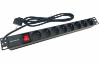 Conexpro 19" rozvodný panel 8x 230V FR, 16A, 1.4m, černý