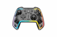 White Shark Bezdrátový Gamepad PRAETORIAN, pro PC,PS3/PS4,Android,iOS,Nintendo,RGB,transparentní