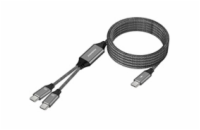 PremiumCord USB-C Inteligentní rychlo nabíjecí kabel s chytrým rozdělením výkonů 1m