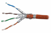 PLANET kabel SFTP, drát, Cat 6A, 4p, 500MHz, B2cas1d1a1 LS0H, stíněné páry, Planet Elite, oranžový, Dca, balení 500m