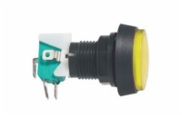 Přepínač tlačítko kul. ON-(ON) 250V/10A s mikrospínačem žluté