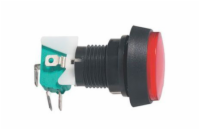 Přepínač tlačítko kul. ON-(ON) 250V/10A s mikrospínačem červené
