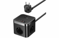 Nabíjecí stanice Baseus PowerCombo Cube 30W 3xzásuvka, 2xUSB, 2xUSB-C černá