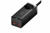 Baseus GaN3 Pro rychlonabíjecí stolní adaptér 2x USB-C + 2x USB-A + AC 100W 1.5m kabel černá