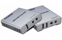 PremiumCord HDMI KVM extender s 2xUSB na 60m s audiem přes jeden kabel Cat5/6