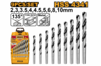 Ingco sada vrtáků spirálové HSS 9 ks