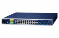 Planet IGS-R4215-24T4X průmyslový L2/L4 switch, 24x1Gb, 4x10Gb SFP+, -40~75°C, 24-60VDC, IP30, fanless