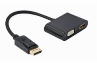 Gembird adaptér DisplayPort (M) na HDMI (F) + VGA (F), kábel 0.1m, čierny
