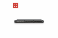 LYNX 19" patch panel 24-port, STP Cat6a, 50µ, stíněný, černý
