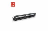 LYNX 10" patch panel 12-port, UTP Cat6, 50µ, nestíněný, černý
