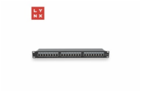 LYNX 19" patch panel  24-port, FTP Cat5e, 50µ, stíněný, černý