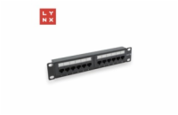 LYNX 10" patch panel 12-port, UTP Cat5e, 50µ, nestíněný, černý