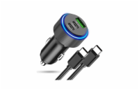 Tepow nabíječka do auta 2x USB-C + USB 66W Rychlá nabíječka do auta se třemi porty: USB-A a dva USB-C. Její celkový výstupní výkon je 66 W. Podporuje protokoly rychlého nabíjení Quick Charge 3.0.