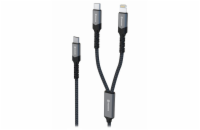 Swissten nabíjecí kabel 2v1 USB-C / USB-C + lightning 100w 1,5 m černý