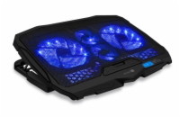 Connect IT FrostWind chladicí podložka pod notebook s modrým podsvícením - černá Výkonná chladicí podložka CCP-2200-BK pod notebook s tichým chodem, 4 ventilátory s nastavitelnou rychlostí, LCD displ