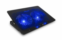 Connect IT FrostBreeze chladicí podložka pod notebook - černá Stylová chladicí podložka CCP-1910-BK s 2 tichými ventilátory, modrým LED podsvícením, celokovovou mřížkou, regulací otáček, nastavitelný