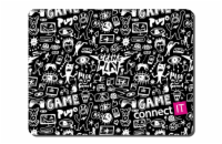 Connect IT Doodle podložka pod myš, vel. S (320 x 245 mm) - černá Stylová herní podložka Connect IT DOODLE CMP-1120-SM velikosti S s měkkým povrchem, pogumovanou protiskluzovou základnou a vodoodpudi