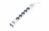 WG - Přepěťová ochrana 5 slotů + 2x USB-A + 1x USB-C, kabel 1,5 metru, bílá