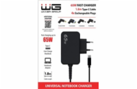 WG - Univerzální nabíječka 65W pro notebook s Type-C konektorem, + 4 adaptéry, kabel 1,8 metrů 
