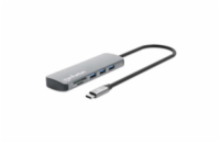 MANHATTAN Dokovací stanice USB-C 9v1, 1xHDMI, 2xUSB-C, 3xUSB, 1xRJ45, čtečka SD karet, šedá