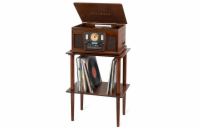 Victrola VA-30-ESP-INT dřevěný stojan na gramofonové desky hnědý