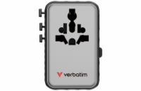 Verbatim univerzální cestovní adaptér Charge’n’Travel 100W, s výsuvným USB-C kabelem, černá