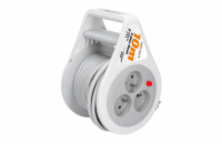 Solight prodlužovací přívod na bubnu 10m, 3 zásuvky, šedý kabel, 3x 1,5mm2