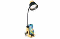 IMMAX LED stolní lampička IDEAL/ Qi nabíjení/ CCT/ 8W/ 800lm/ budík s hodinami/ světlé dřevo/černá