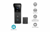 NEDIS Wi-Fi chytrý dveřní videotelefon/ 2304x1296 / 3Mpix/ napájení z baterie/ IP44/ snímač pohybu/ noční vidění/ černý
